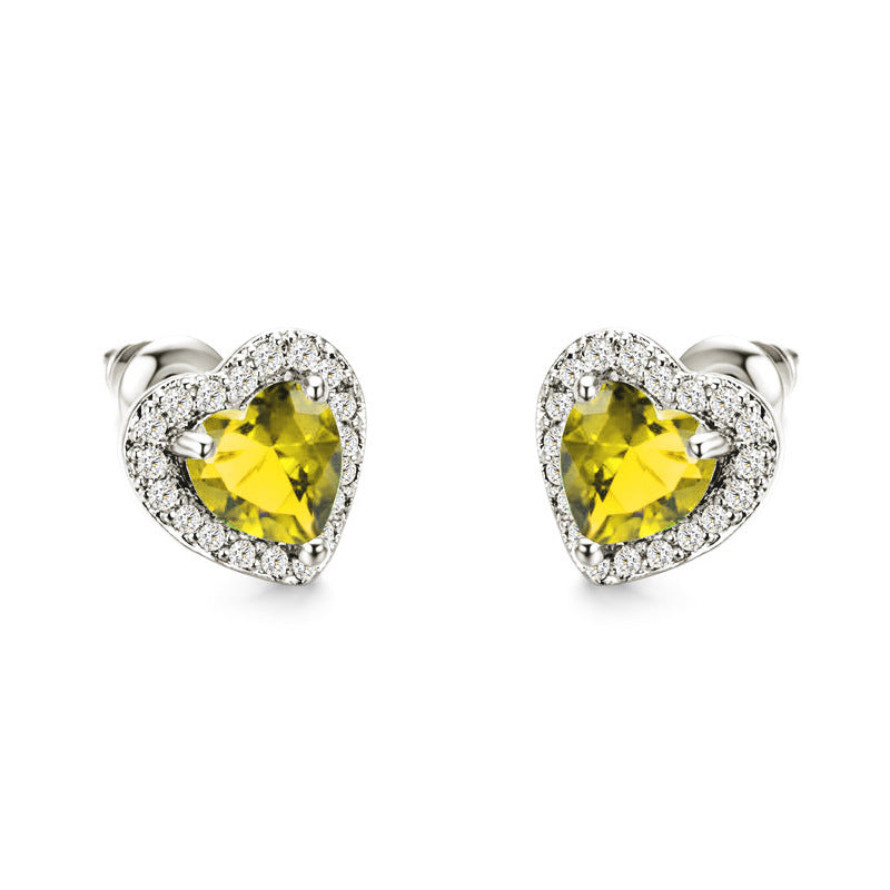 Wholesale Heart Diamond Crystal Alloy Earrings